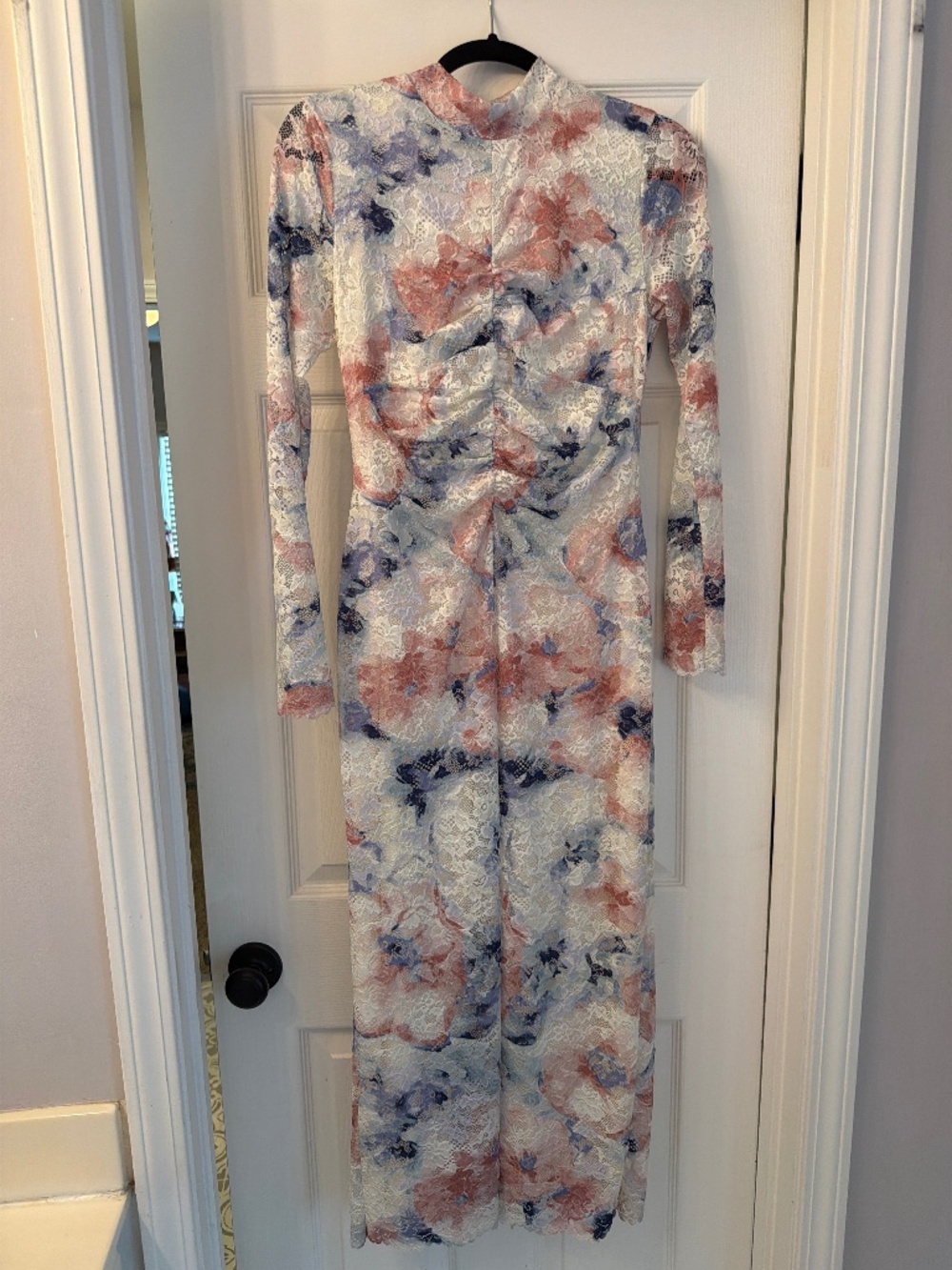 A long sleeve, lace dress from Anthropologie.